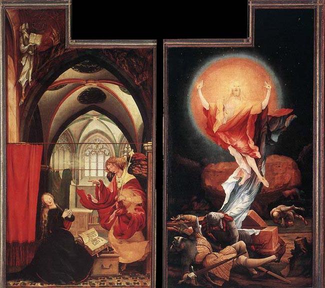 Matthias  Grunewald Annunciation and Resurrection France oil painting art